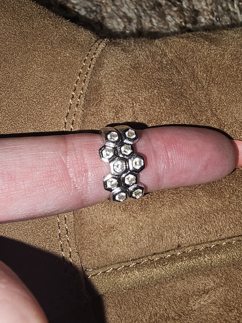 QVC Sterling Silver  Diamonique Hexagon Honeycomb Rings (2)